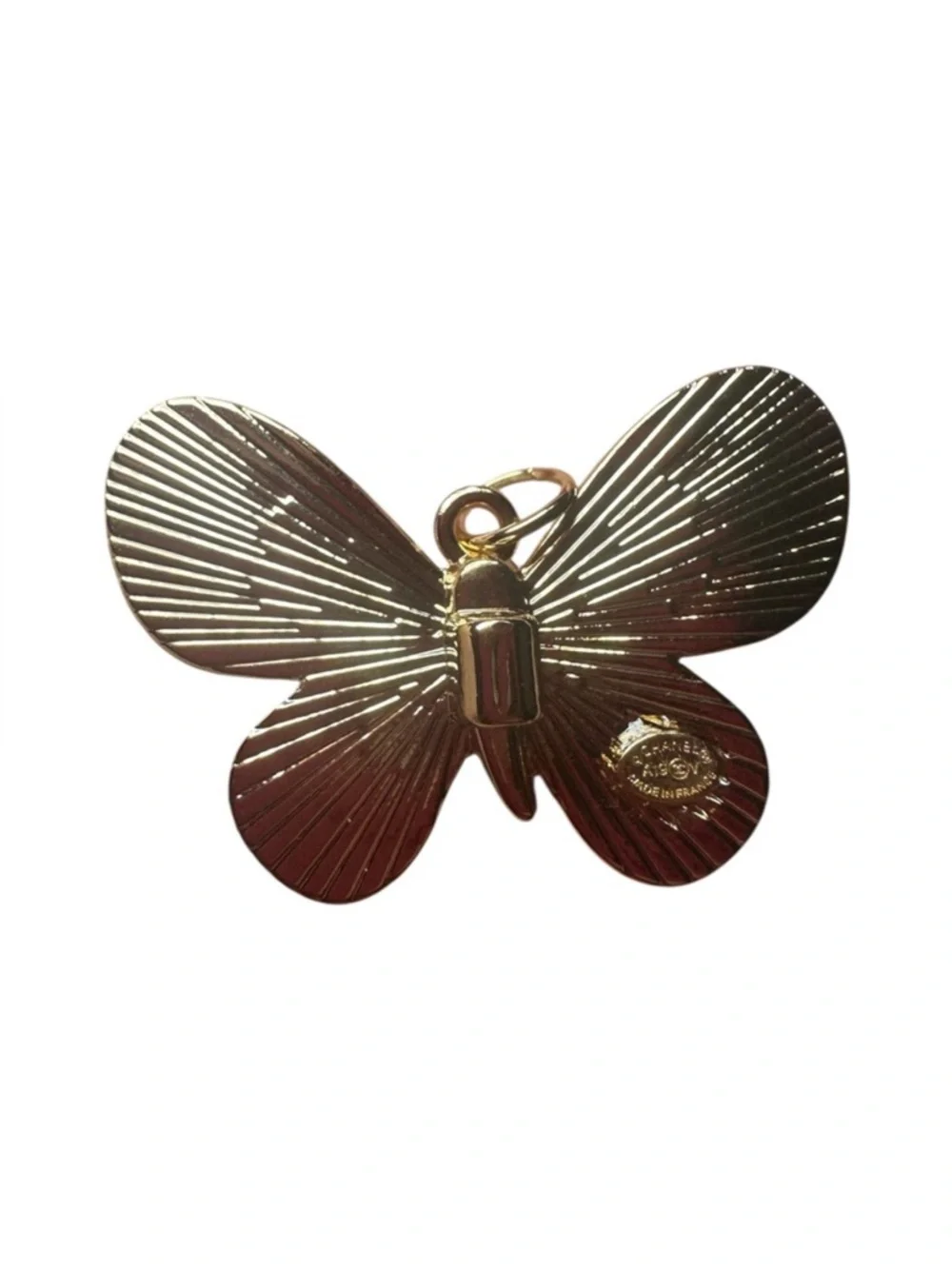CHANEL Gold-Tone Necklace with Pink Butterfly Enamel Pendant - Picture 4 of 4